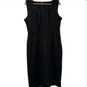 Lands' End black sleeveless fitted knit with black polka-dot dress size medium